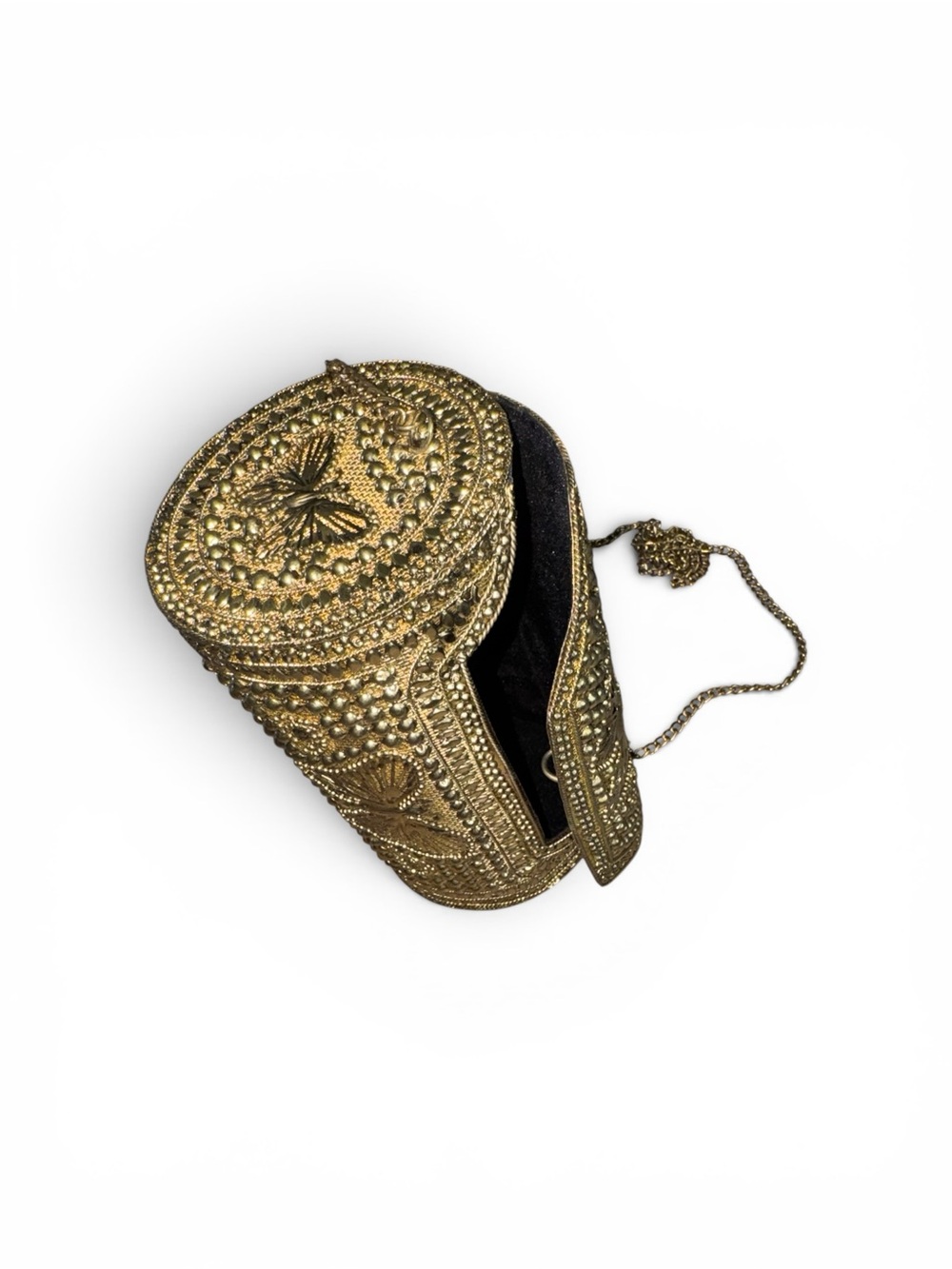 Metal Embellished Gold Butterfly Evening Clutch